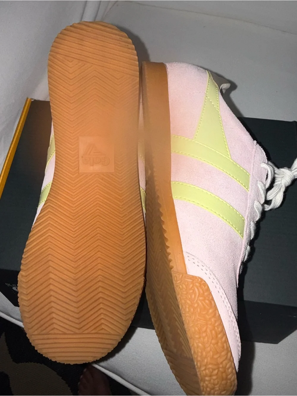 Gola Suede Pink Sneakers with Lime Accents